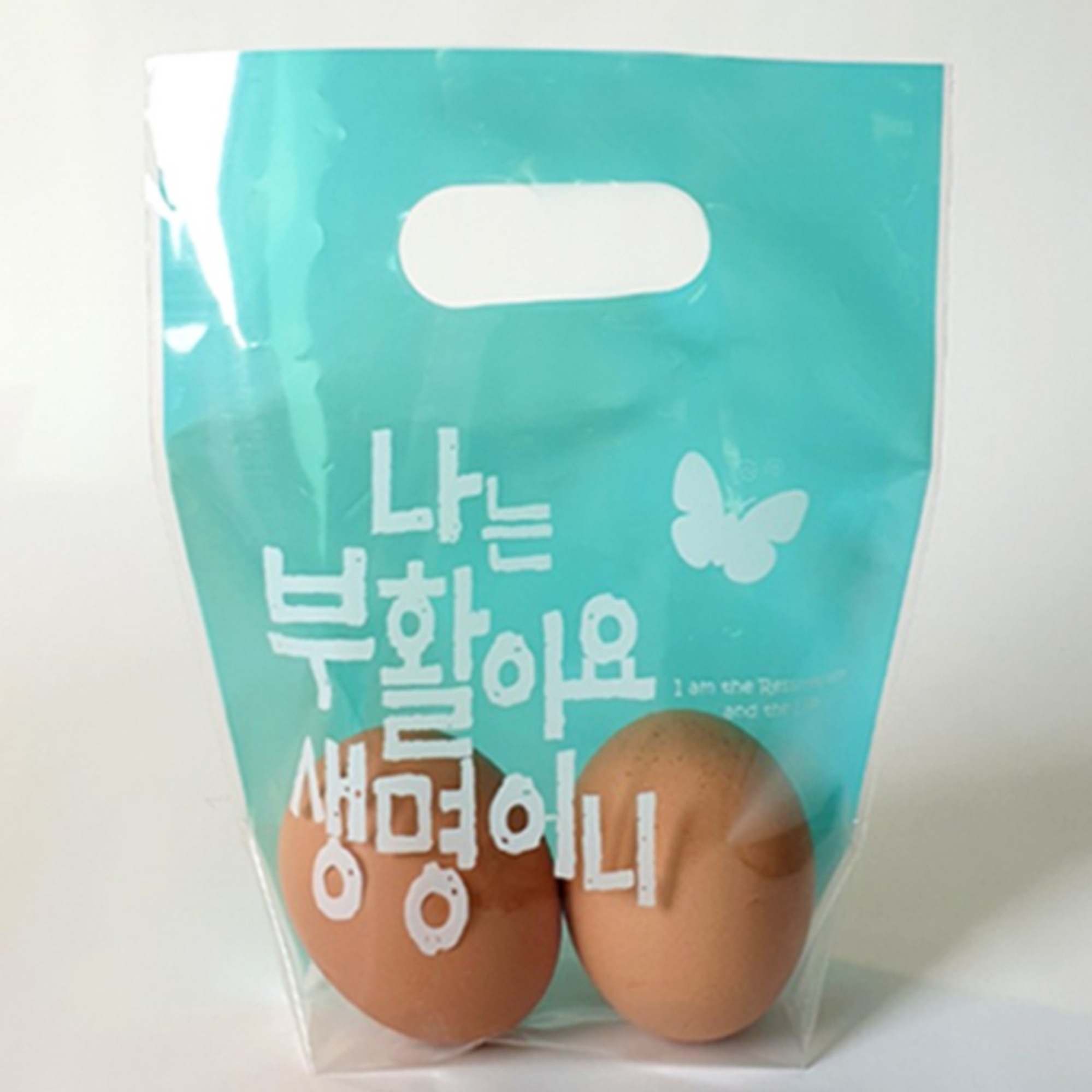 부활 손잡이비닐가방24-민트나비(20매)
