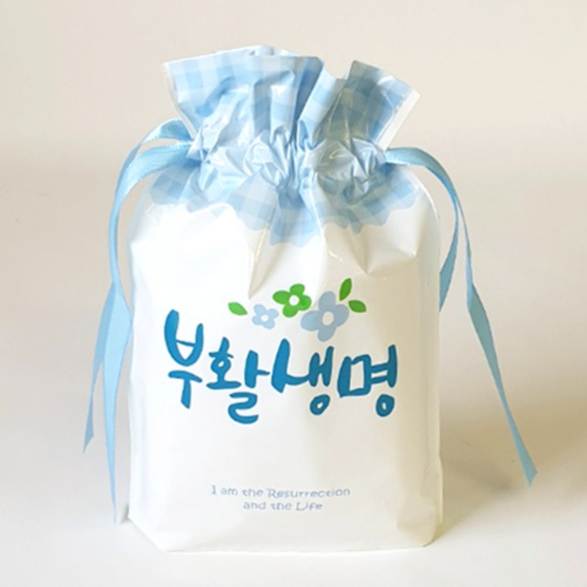 부활 비닐끈주머니24-파랑체크(10매)